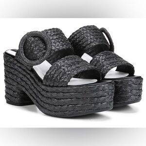 Franco Sarto Black Woven Platform Sandals 7